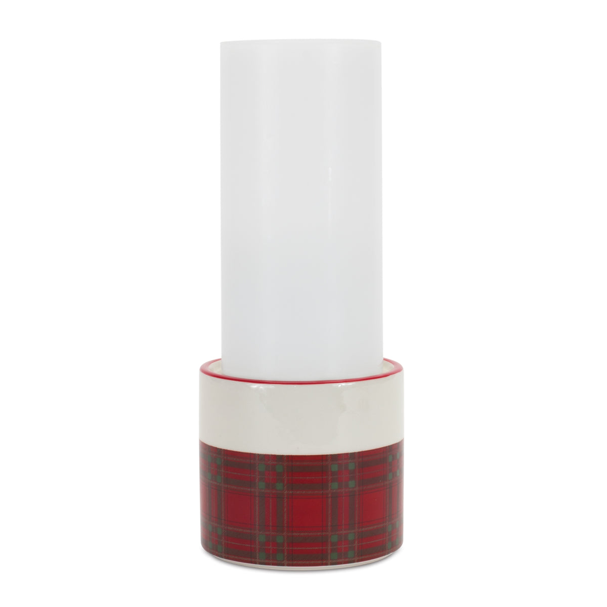 Winter Plaid Ceramic Candle Holder (Set of 2)