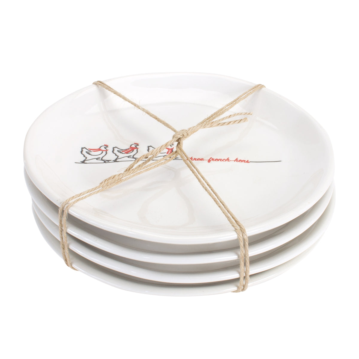 Three French Hens Holiday Plate Set of 4