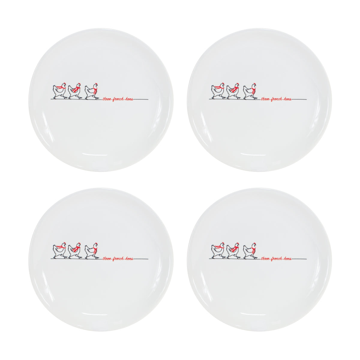 Three French Hens Holiday Plate Set of 4 product photo 3