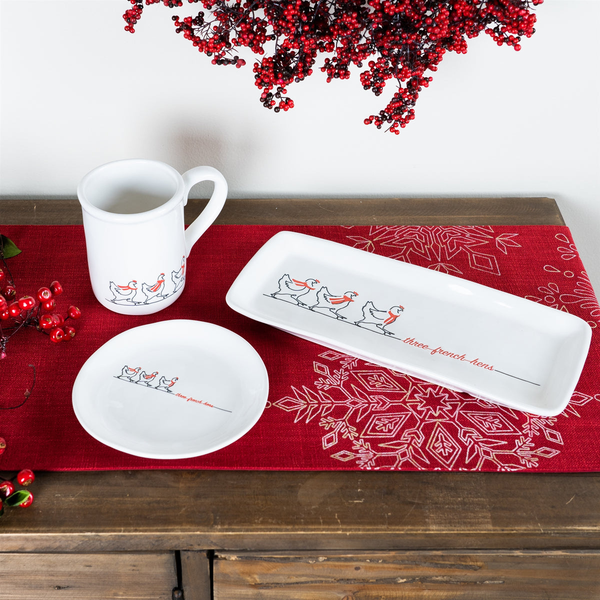Three French Hens Holiday Plate Set of 4 product photo 2