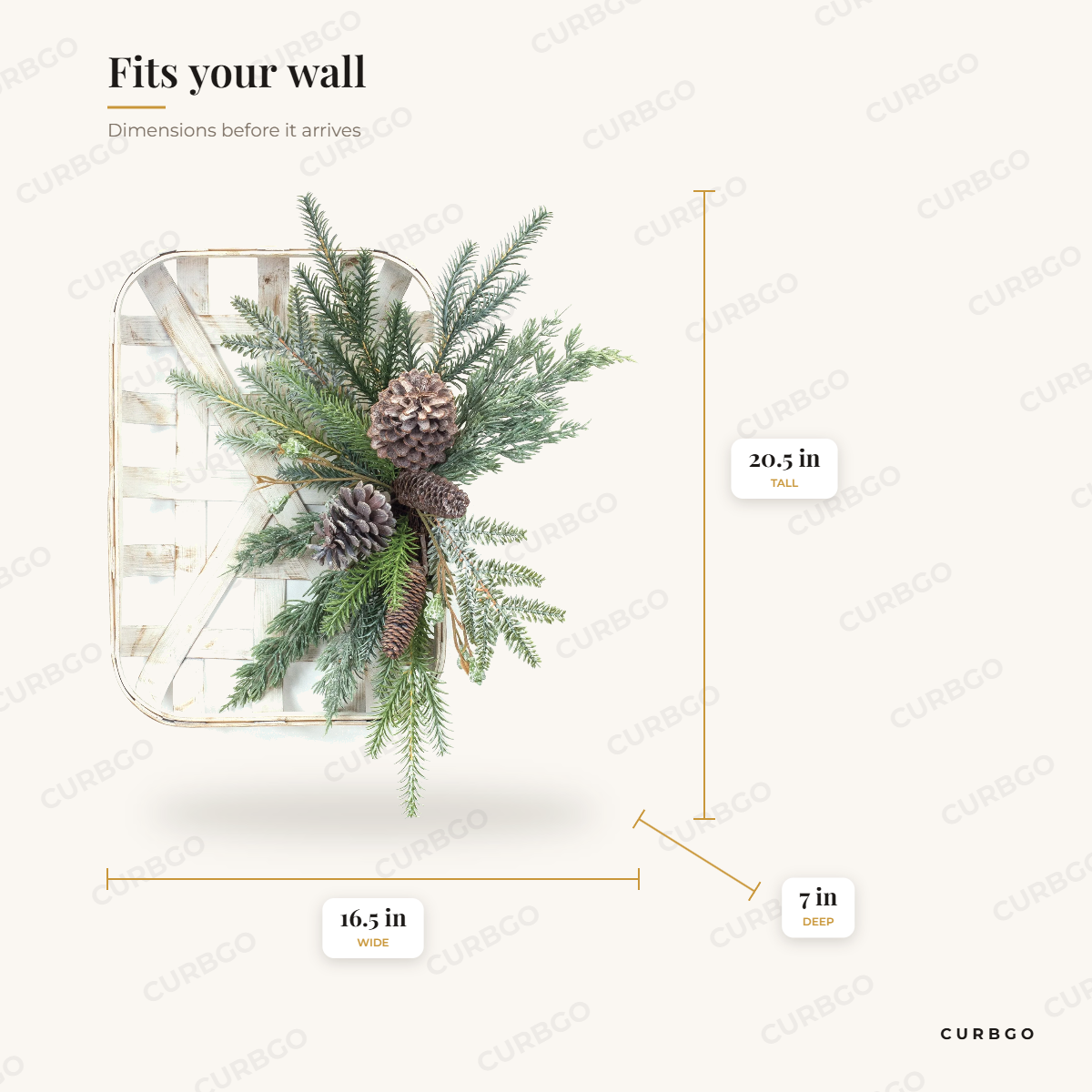 Dimensions: 16.5 in wide, 20.5 in tall, 7 in deep