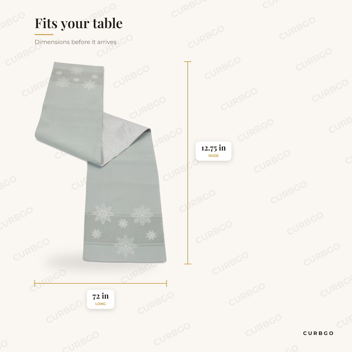 Dimensions: 72 in long, 12.75 in wide