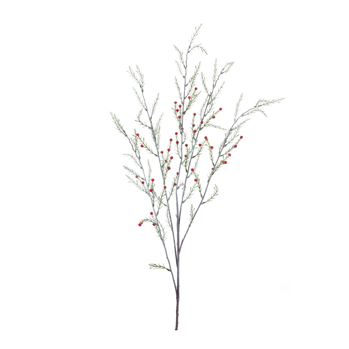 Green and red plastic Christmas pine branch, 47.25 inches tall, one of a set of twelve