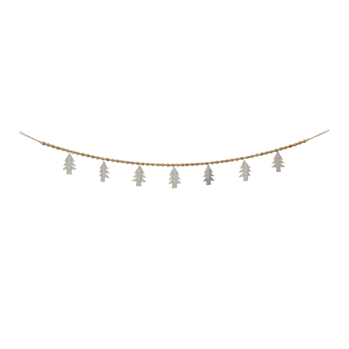 Wood Beaded Wool Tree Garland Set of 2 product photo 2