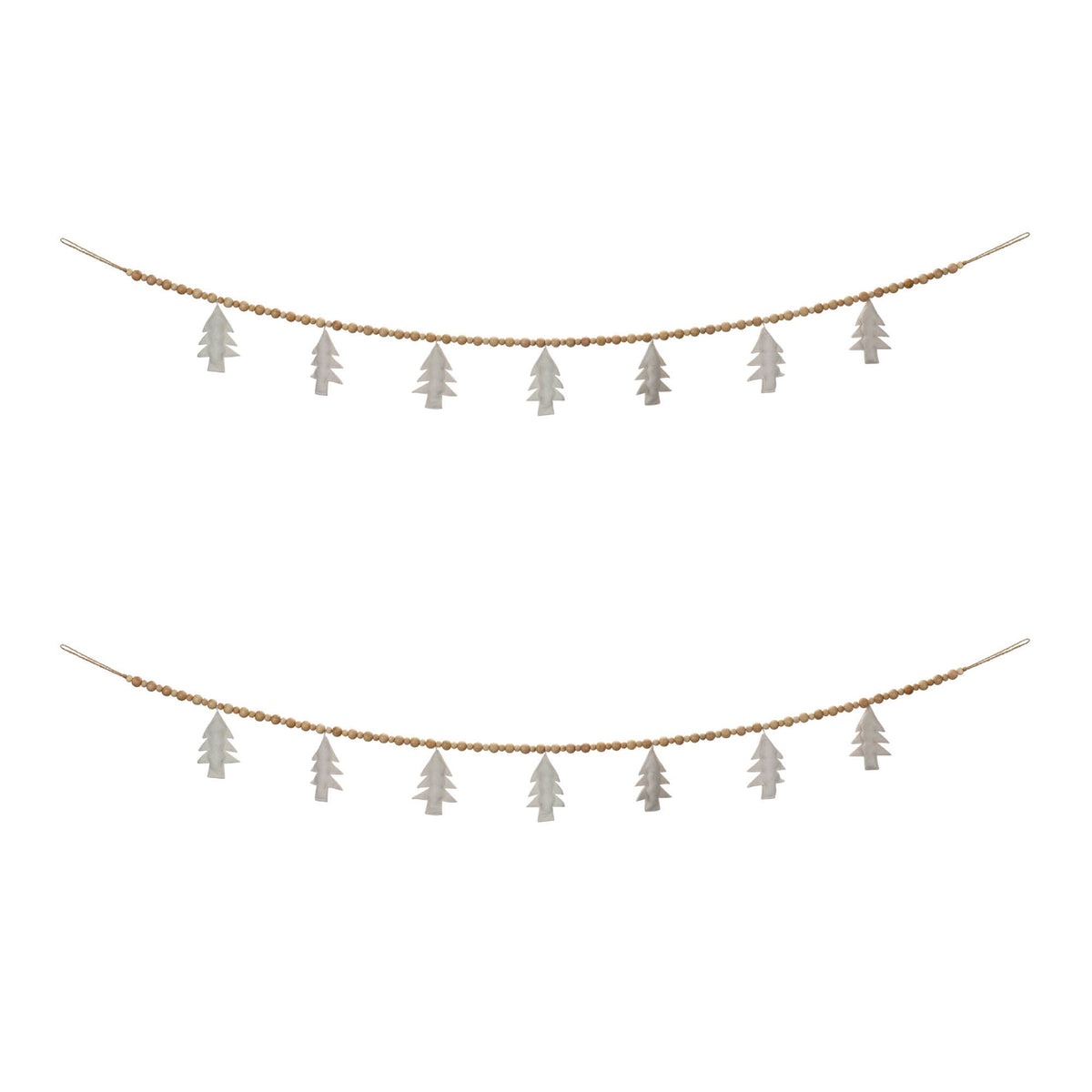 Wood Beaded Wool Tree Garland Set of 2 product photo 3