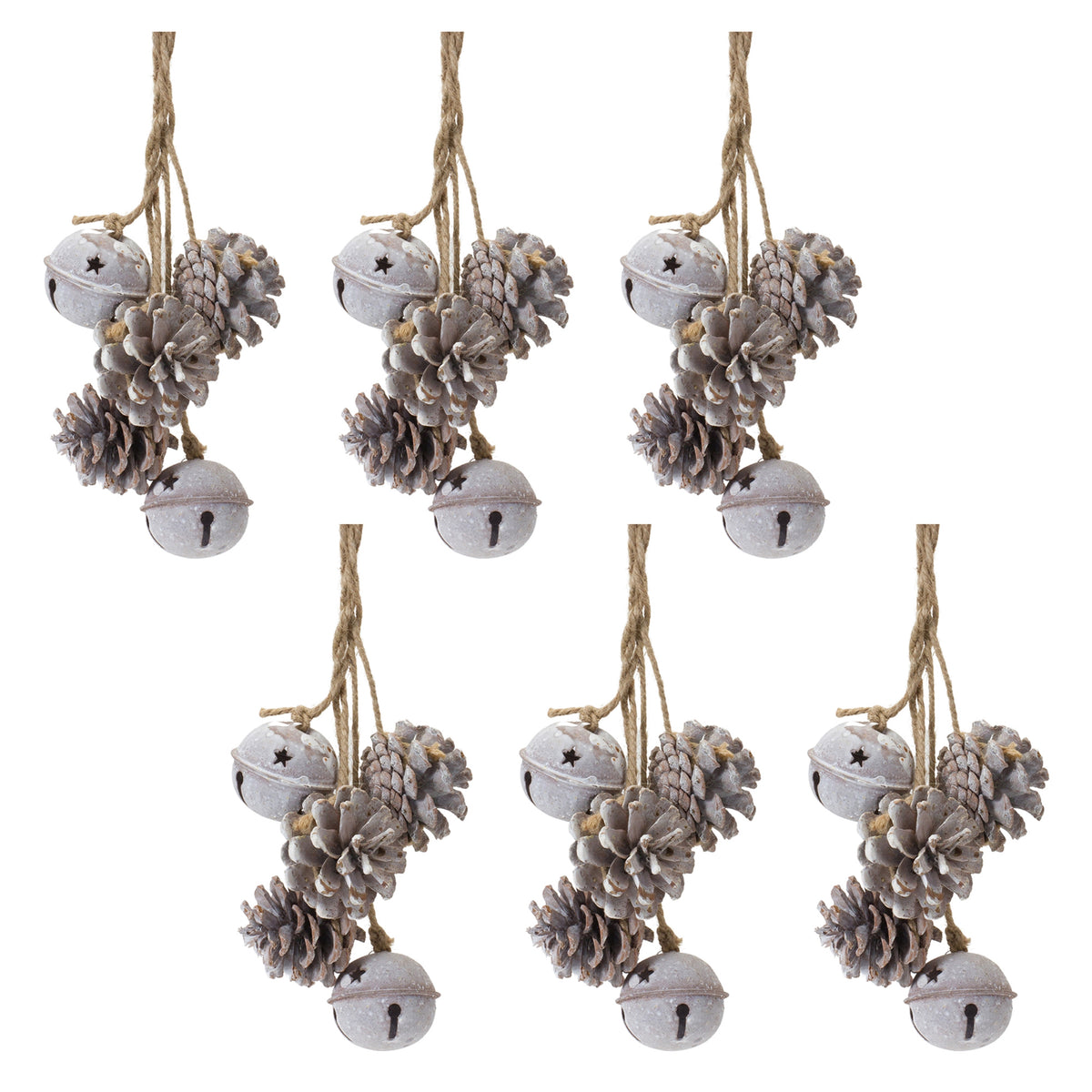 Bell and Pine Cone Ornament Set of 6 product photo 3