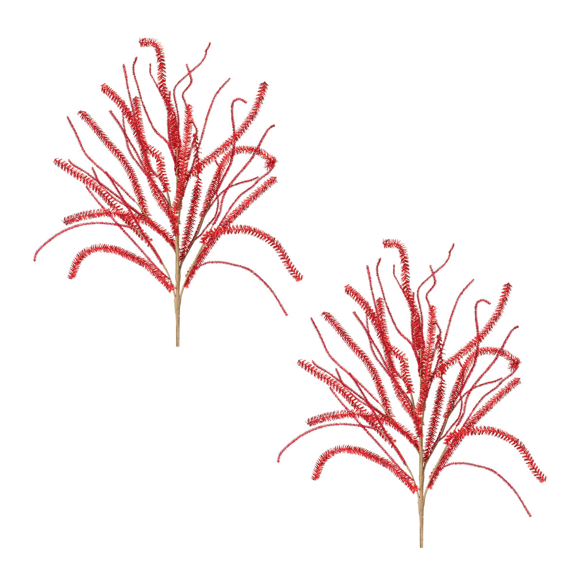 Glittered Pine Tinsel Branch (Set of 2)