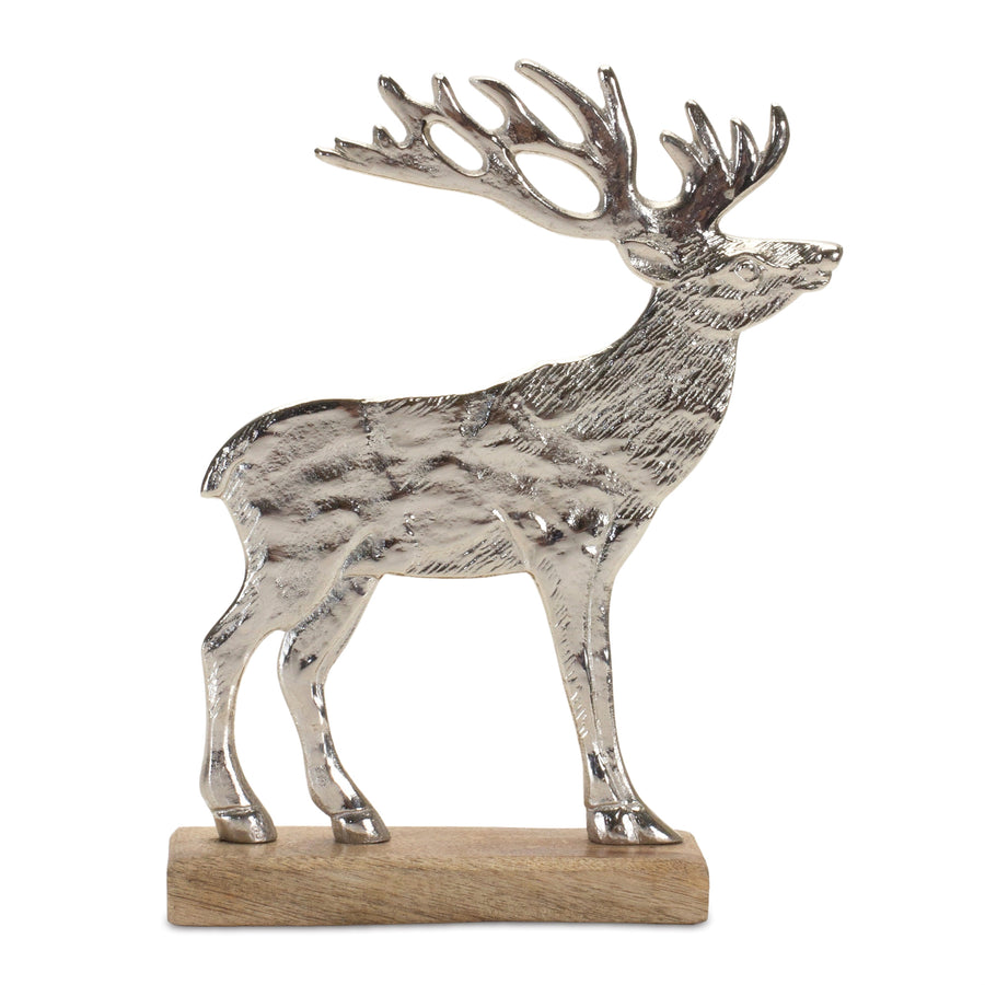Metal Deer Silhouette with Wood Base (Set of 2)