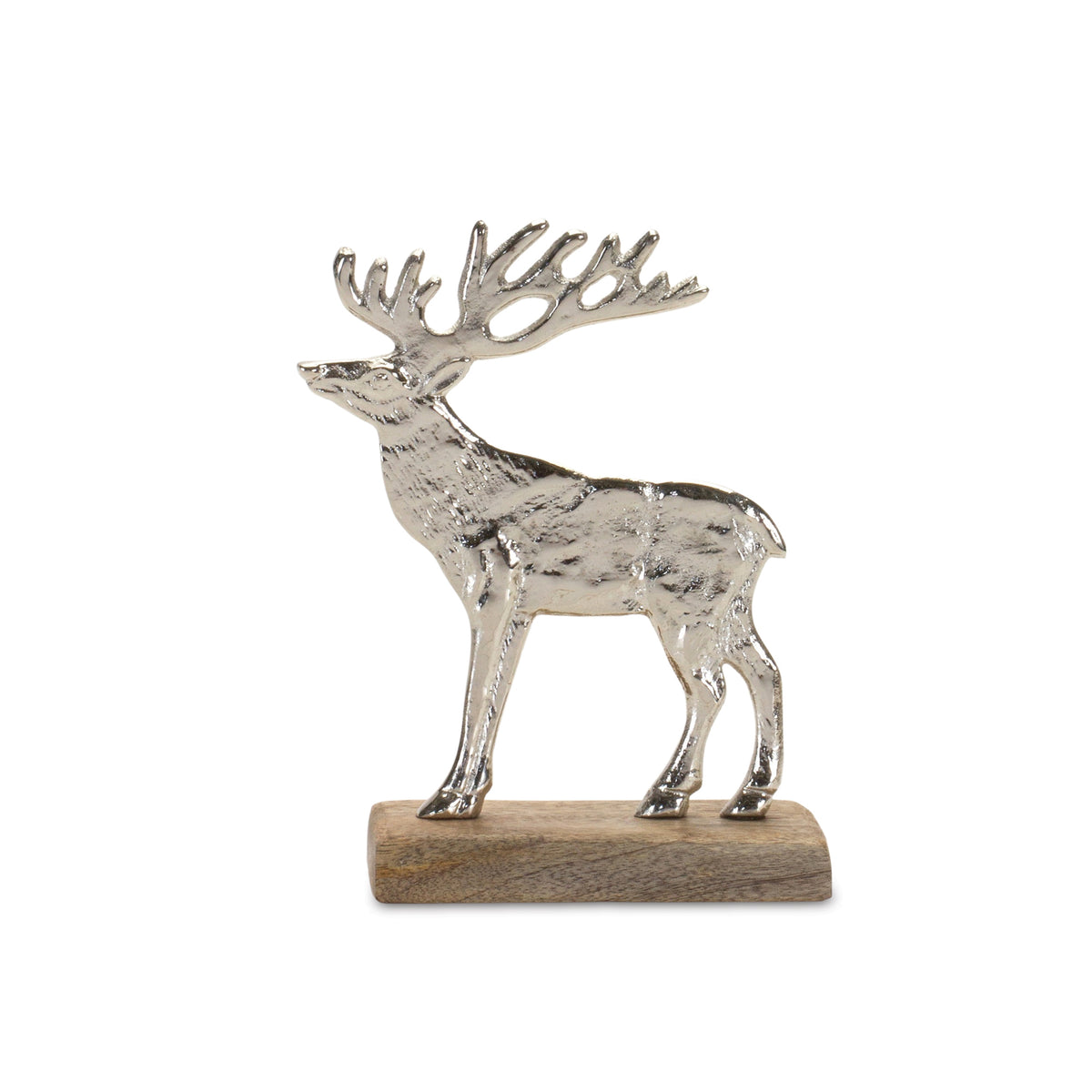 Metal Deer Silhouette with Wood Base (Set of 2)