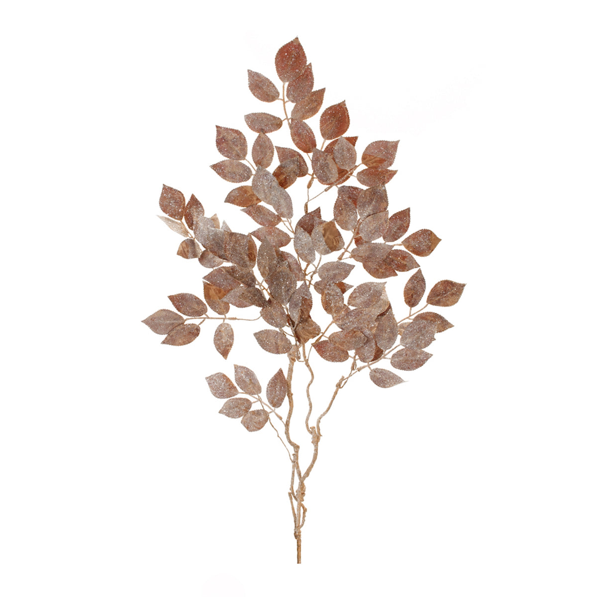 Set of 2 tall bronze glittered velvet leaf sprays for Christmas vase and garland decor