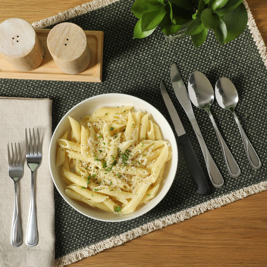 Trillium Plus flatware place setting with pasta dinner