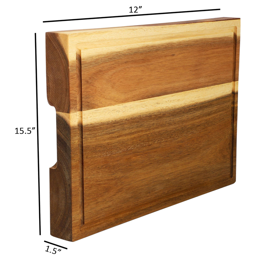 Elama 15.5 x 12 Inch Acacia Wood Butcher Block Cutting & Serving Board
