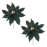 Forest Green Poinsettia Stem (Set of 2)