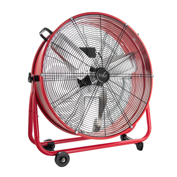 Vieair 24 Inch Commercial Floor Drum Fan in Red