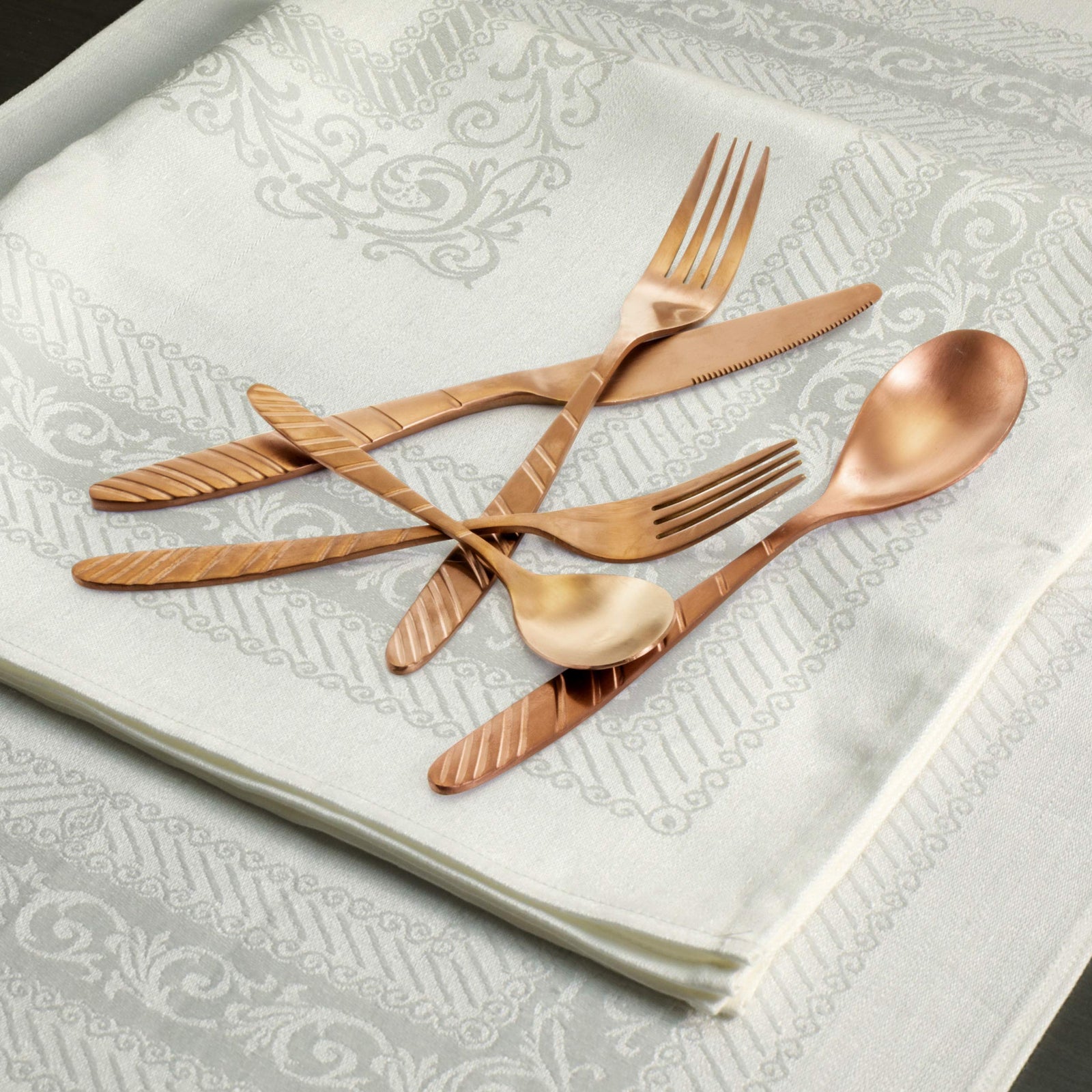 MegaChef La Vague 20-Piece Flatware Set, Matte Rose Gold, Service for 4