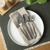 Gibson Home Hammered Stainless Steel Flatware Set, 20-Piece Service for 4, Mirror Polished, Royal Brighton