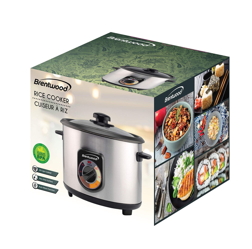 Brentwood TS-1020S 10-Cup Stainless Steel Persian Rice Cooker – Crunchy Tahdig with Timer