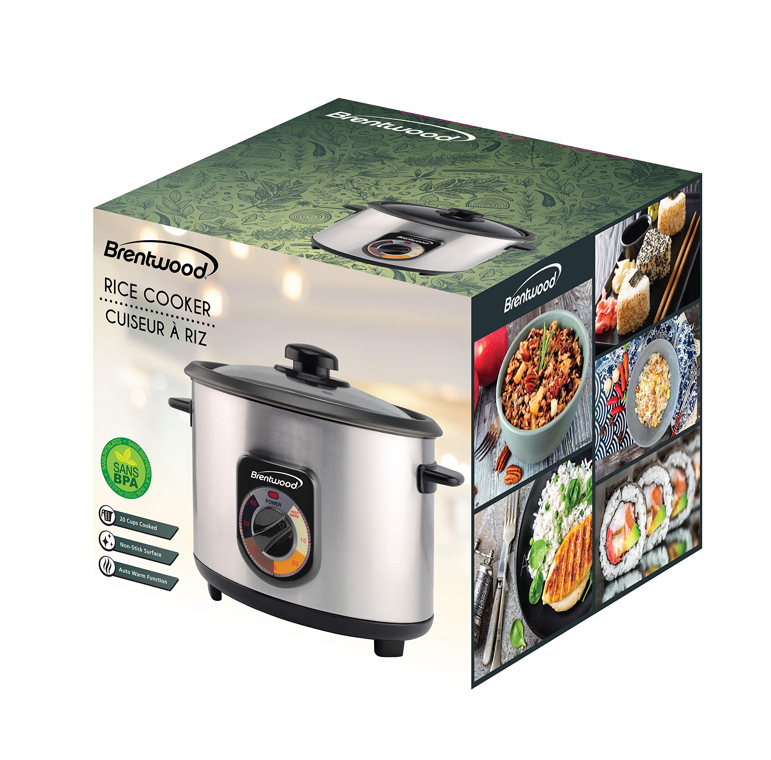 Brentwood TS-1020S 10-Cup Stainless Steel Persian Rice Cooker – Crunchy Tahdig with Timer