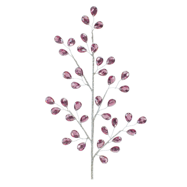 Two tall purple jewel bead Christmas sprays with glitter accents