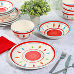 Gibson Home Heidy 12-Piece Durastone Dinnerware Set, Red, Service for 4