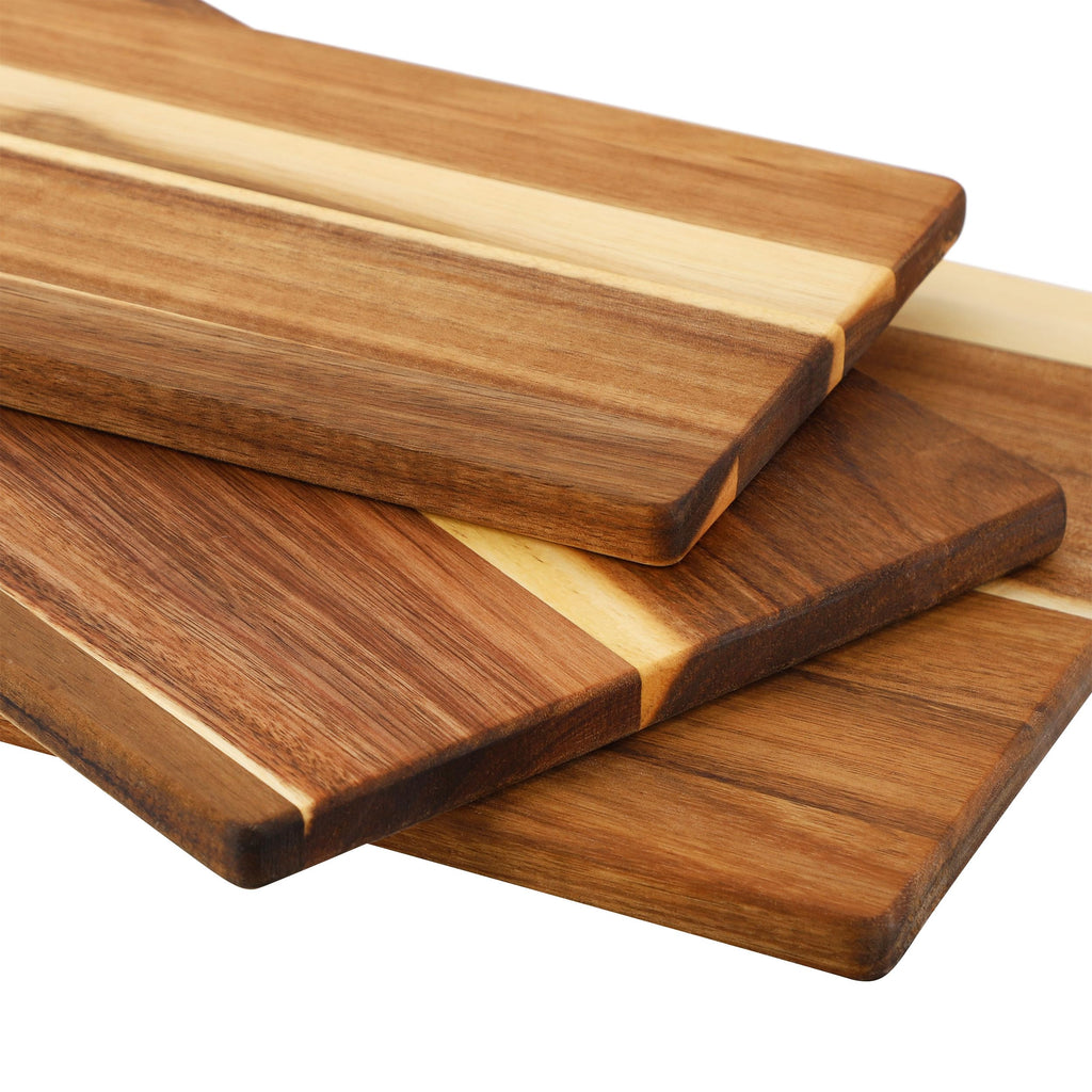 Elama 3-Piece Acacia Wood Charcuterie Cheese Board Set – Rustic Serving Trays with Handles