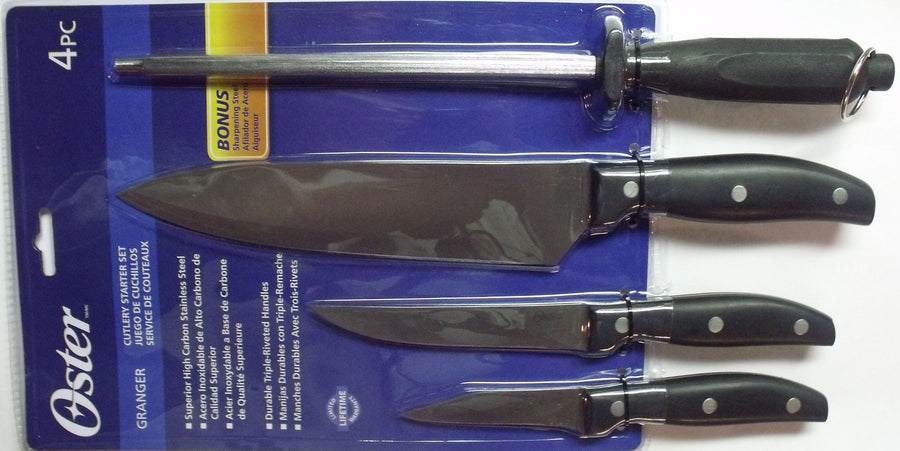 Oster Granger 4 Piece Stainless Steel Cutlery Set, Black