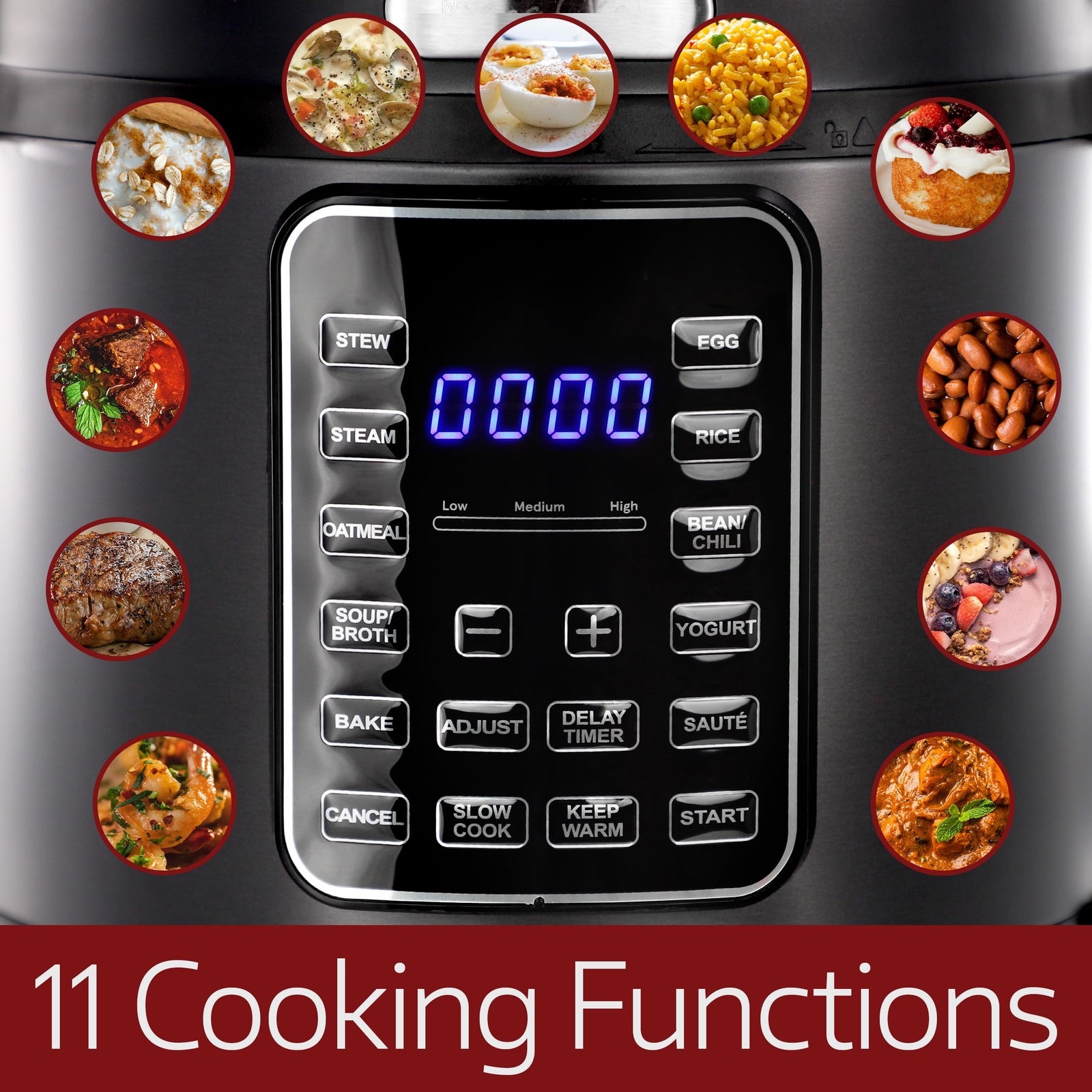 MegaChef 6-Quart 11-in-1 Electric Pressure Cooker & Multi-Cooker with Stainless Steel Crock