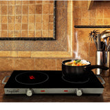 Megachef Double Ceramic Infrared Cooktop, 1700W 2-Burner Portable Countertop Radiant Cooktop for Any Flat-Bottom Cookware