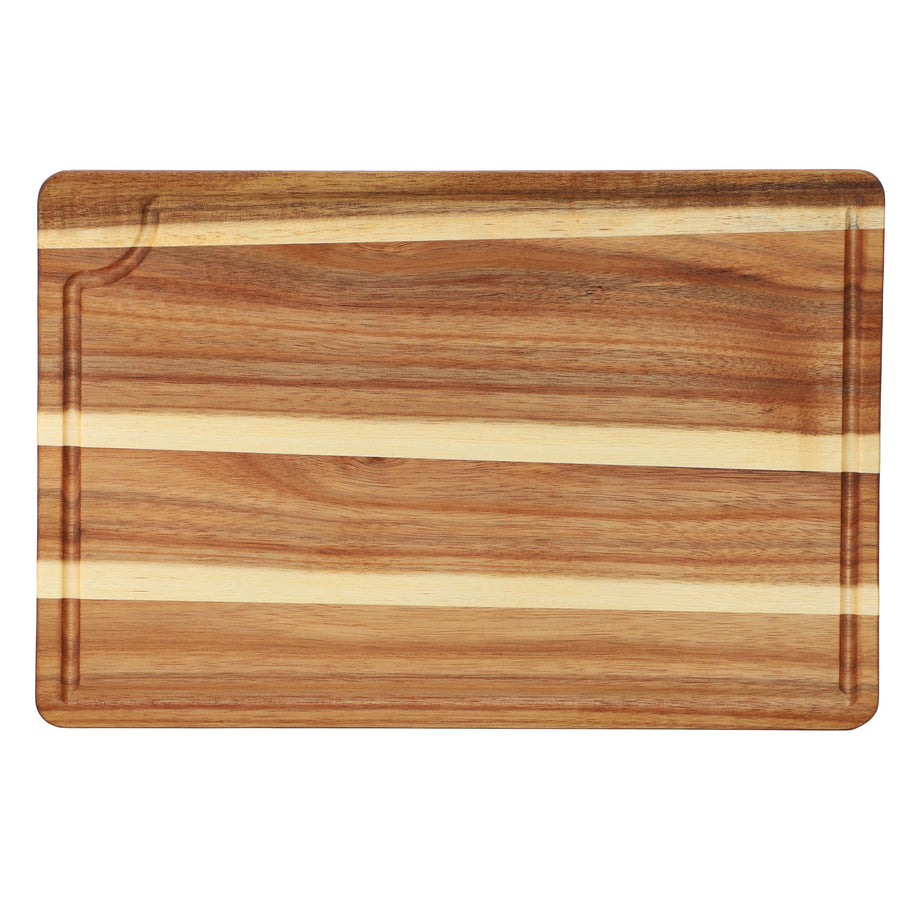Elama MC-A106 3-Piece Acacia Wood Cutting Board Set, 15 x 10, 12 x 7.8 and 9.1 x 5.8 in, Natural, Juice Grooves, Hand Wash Only