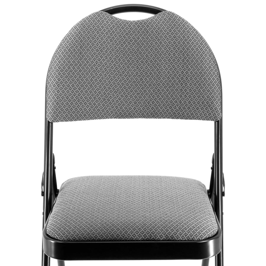 Elama 4-Piece Metal Folding Dinner Chairs, Padded Seats & Top Handle, Indoor/Outdoor, Gray (Set of 4)
