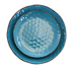 Elama Sea Glass 16-Piece Round Stoneware Dinnerware Set – Turquoise Coastal Service for 4