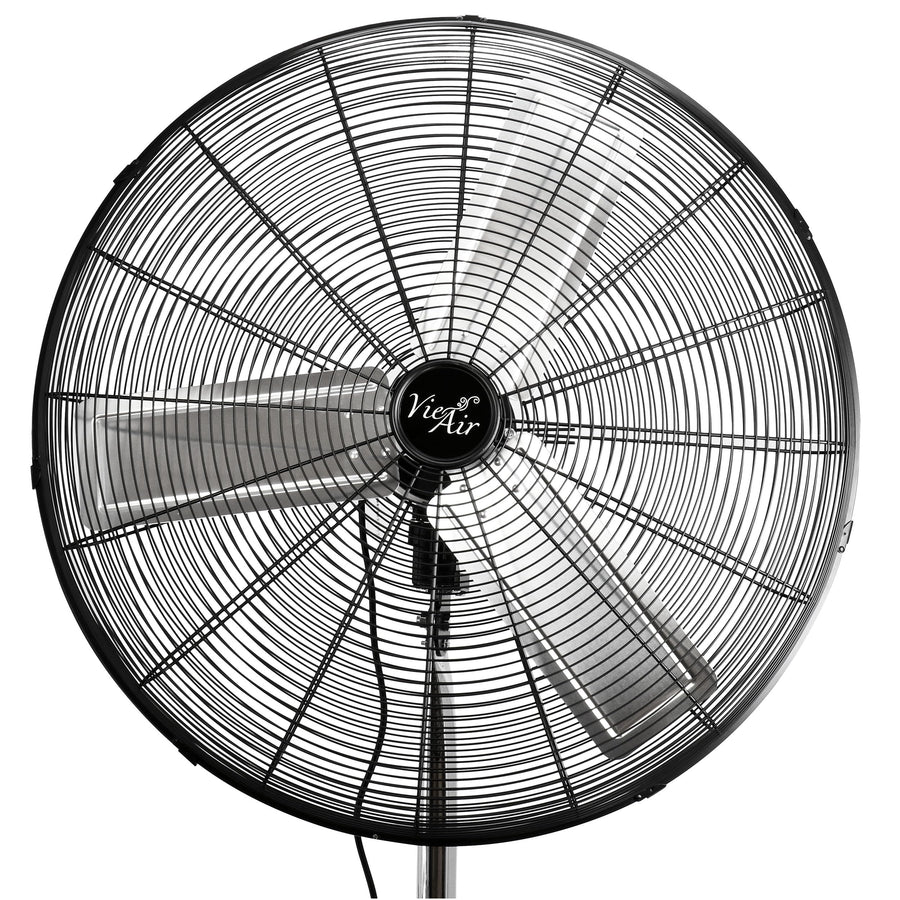 Vie Air 30 Inch Industrial Heavy Duty Oscillating Metal Pedestal Stand Fan, 3-Speed