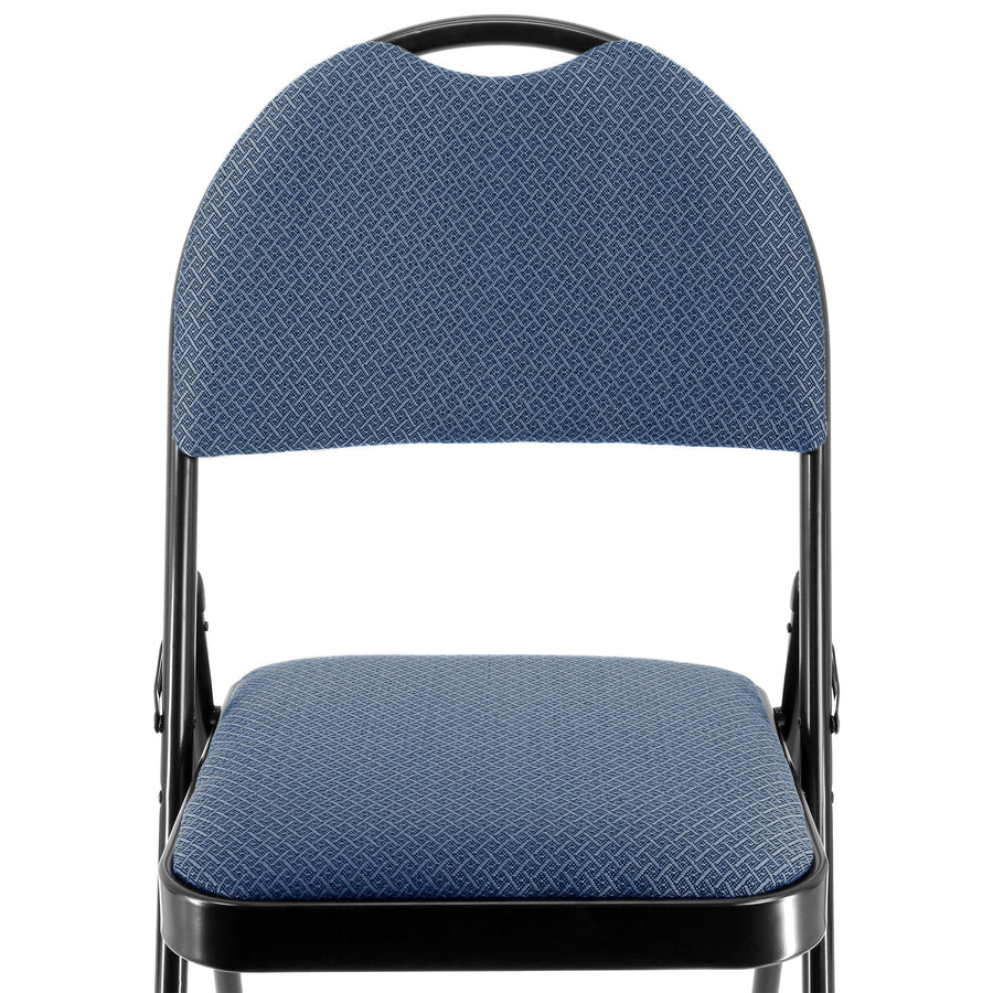 Elama 4-Piece Metal Folding Dinner Chairs, Padded Seats & Top Handle, Indoor/Outdoor, Blue (Set of 4)
