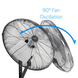 Vie Air 20 Inch Indoor Oscillating Heavy Duty Metal Wall Fan, 3-Speed with 90 Degree Oscillation