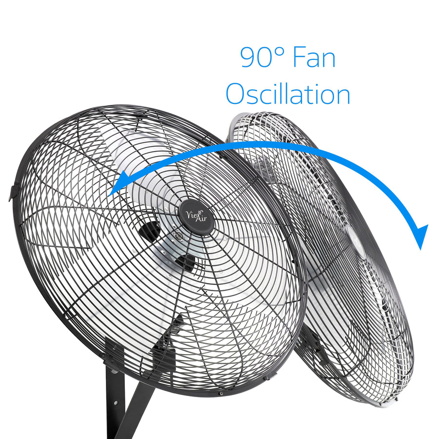 Vie Air 20 Inch Indoor Oscillating Heavy Duty Metal Wall Fan, 3-Speed with 90 Degree Oscillation