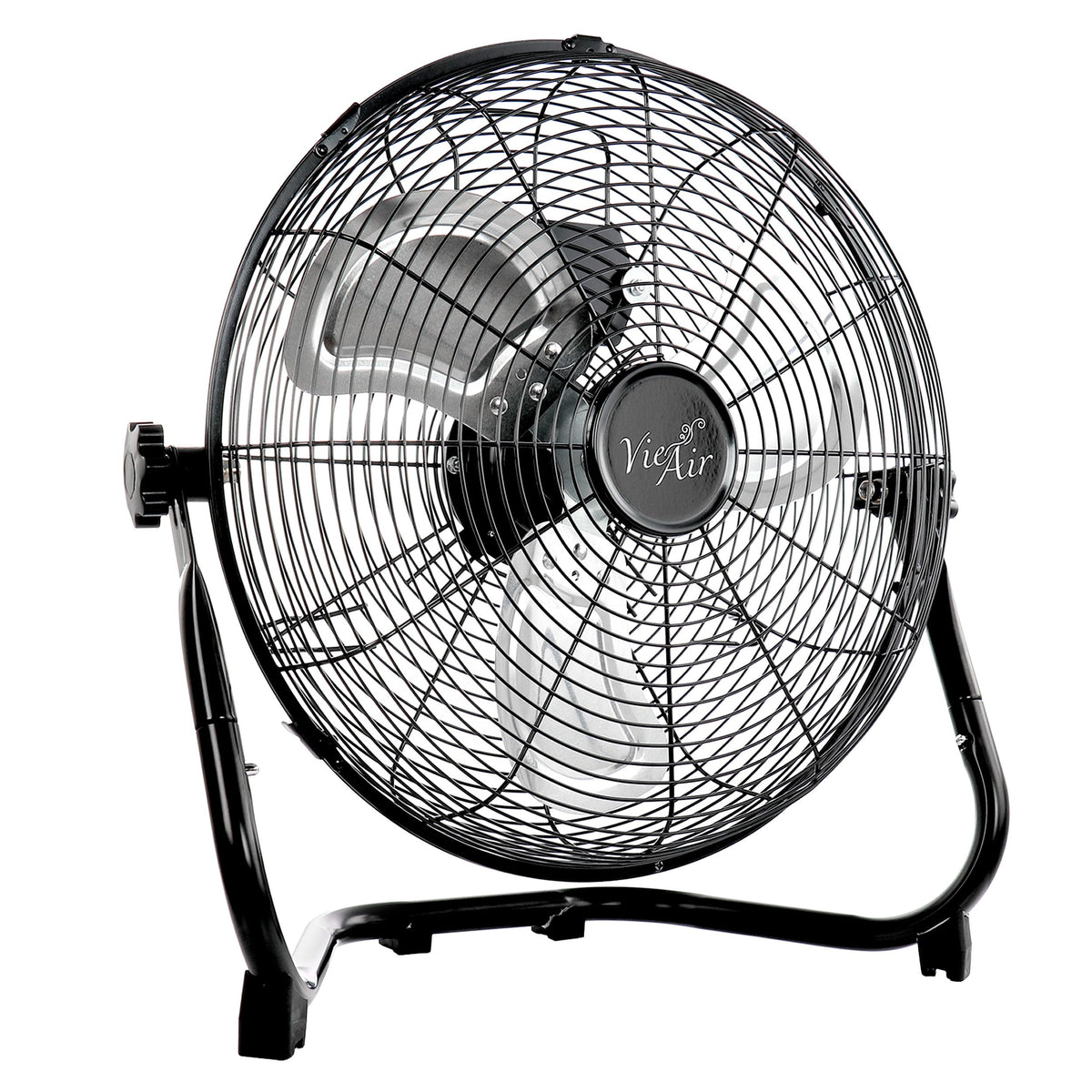 Vie Air 12 Inch Twin Pack Industrial High Velocity All-Metal Floor Fan, 3 Speeds, Black