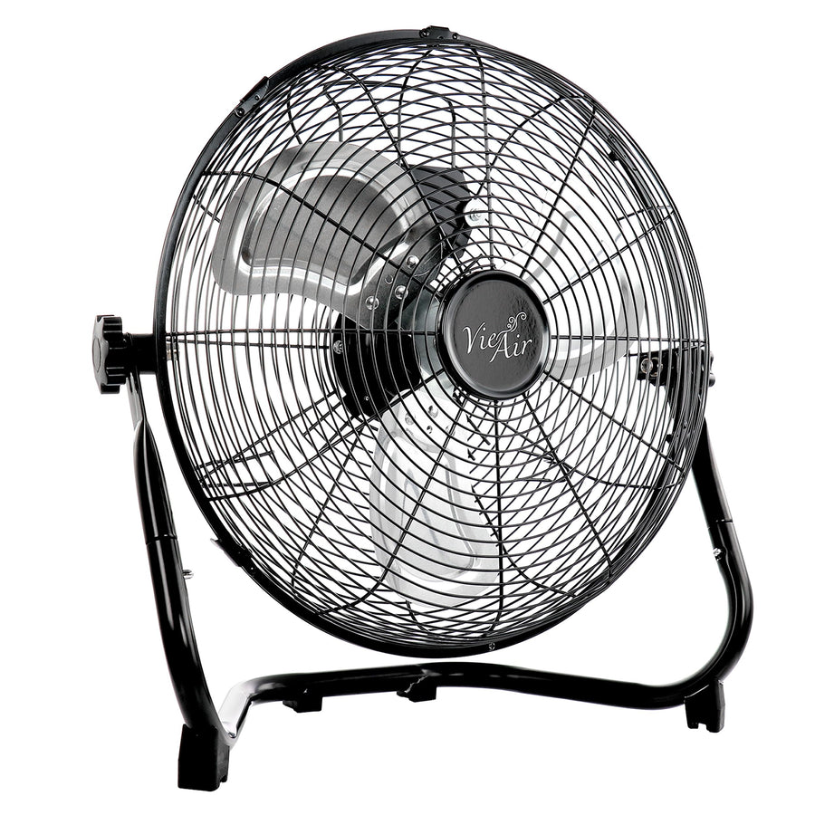 Vie Air 12 Inch Twin Pack Industrial High Velocity All-Metal Floor Fan, 3 Speeds, Black