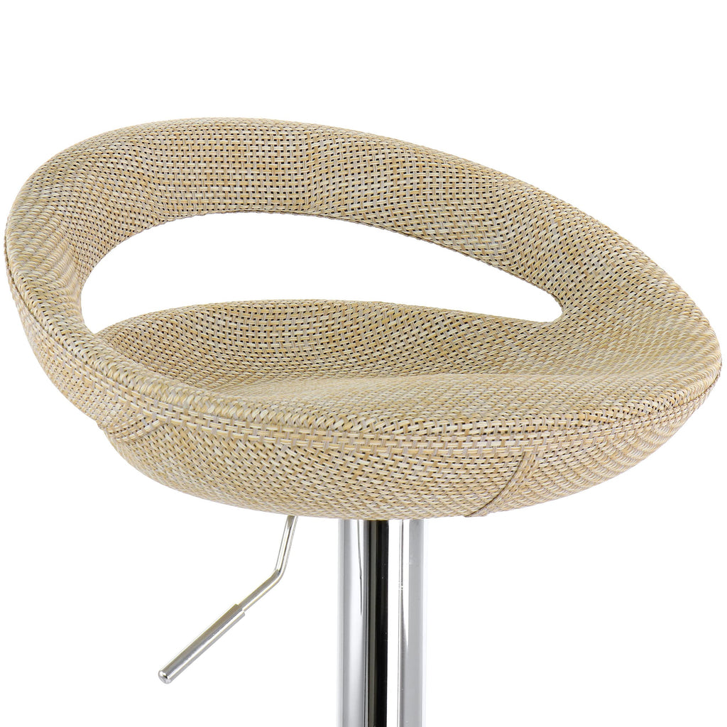 Elama Adjustable Rattan Bar Stool Set of 2 – Tan with Chrome Base (ELM-905)