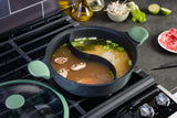 Kenmore Theodore 6.5-Quart Nonstick Cast Aluminum Divided Hot Pot Pan with Glass Lid, Induction Ready