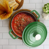 MegaChef 2-Quart Enameled Cast Iron Braiser with Lid, Green
