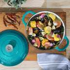 Crock-Pot Artisan 7-Quart Round Enameled Cast Iron Dutch Oven with Lid – Teal Ombre