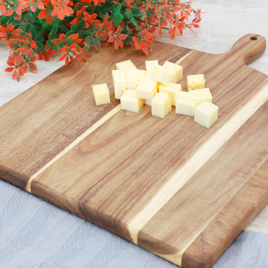 Elama 13-Inch Square Acacia Wood Butcher Block with Handle