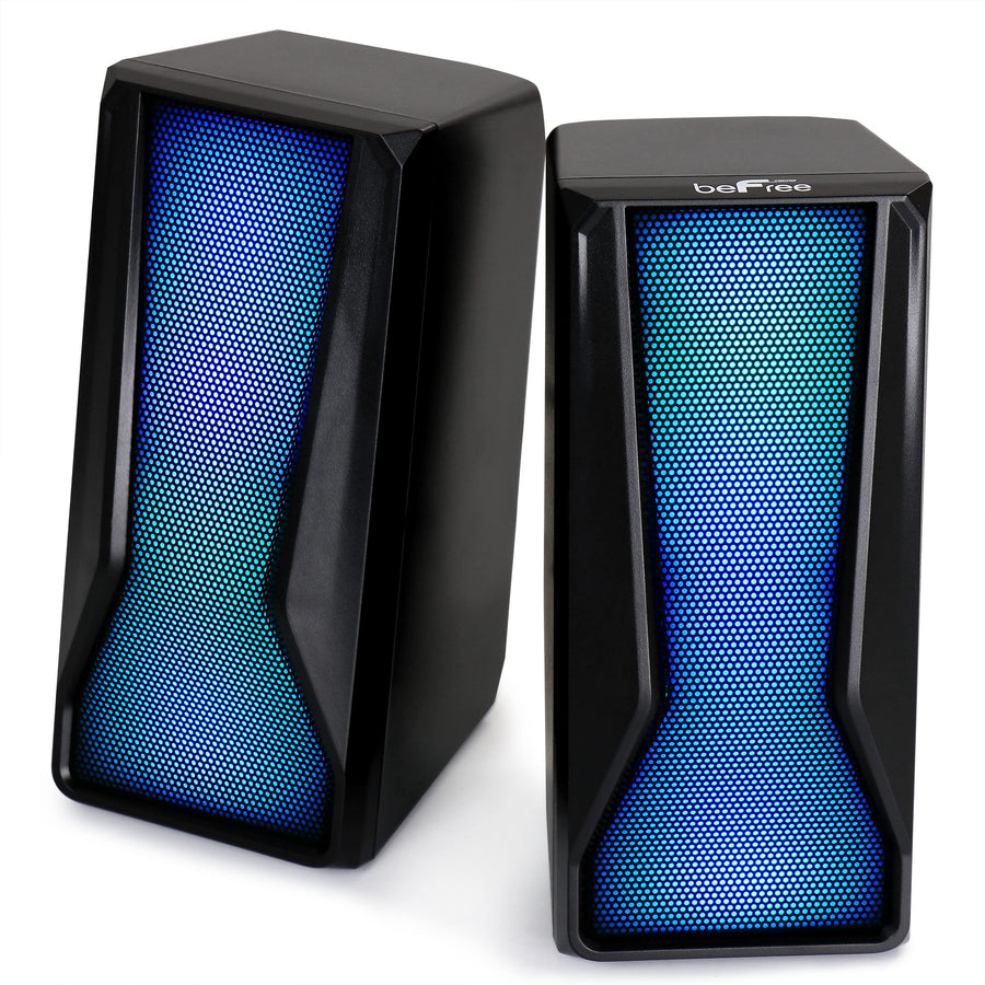 beFree Sound Color LED Dual Gaming Speakers, Black