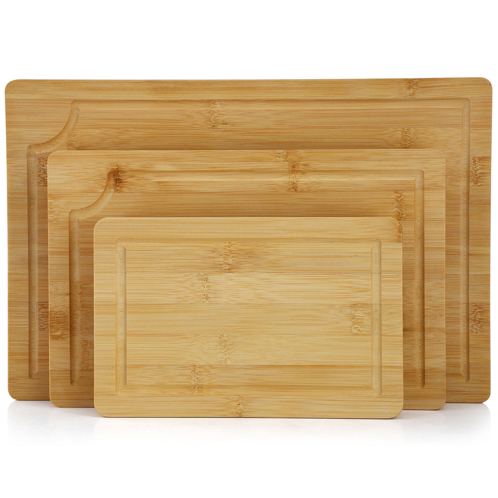 Elama 3-Piece Bamboo Wood Cutting Board Set – 9", 12" & 15" Charcuterie & Serving Trays