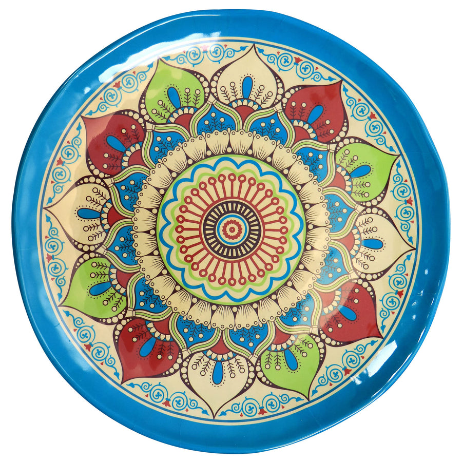 Elama Camilla 12-Piece Melamine Dinnerware Set, Service for 4, Multicolor Mandala, 11 in Dinner Plates, Shatter-Resistant, Indoor and Outdoor
