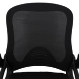 Close-up of the Elama black compact office chair mesh backrest with its built-in lumbar curve