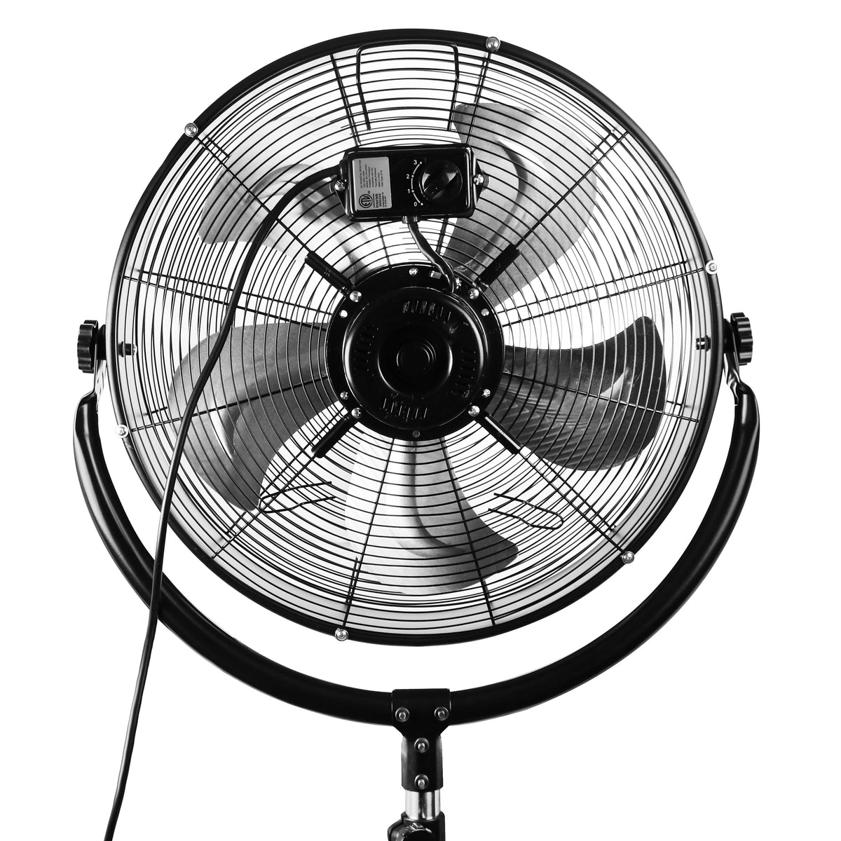 Vie Air VA-20PMC 20 Inch Industrial Metal Drum Fan, 3-Speed 360 Degree Tilting Pedestal