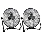Vie Air 12 Inch Twin Pack Industrial High Velocity All-Metal Floor Fan, 3 Speeds, Black