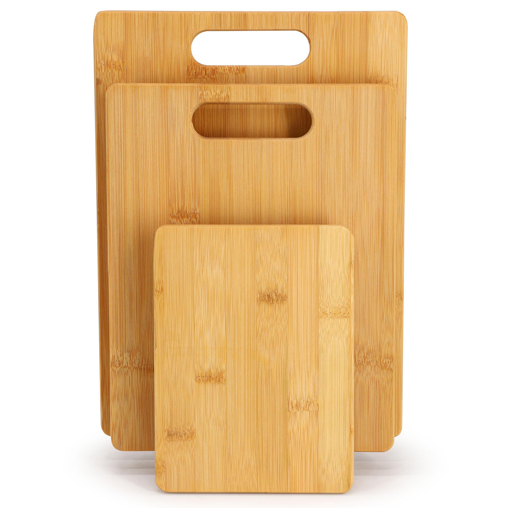 Elama 3-Piece Bamboo Cutting & Charcuterie Board Set – 8", 11" & 13" Wood Prep, Serving & Cheese Boards, Eco-Friendly Bamboo