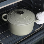 Crock-Pot Artisan 7-Quart Round Enameled Cast Iron Dutch Oven with Lid – Matte Green